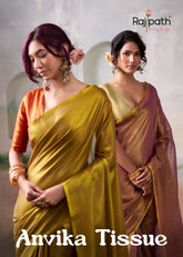 RajPath Fabrics - PURE Handloom TISSUE Sarees in Elegant Shades